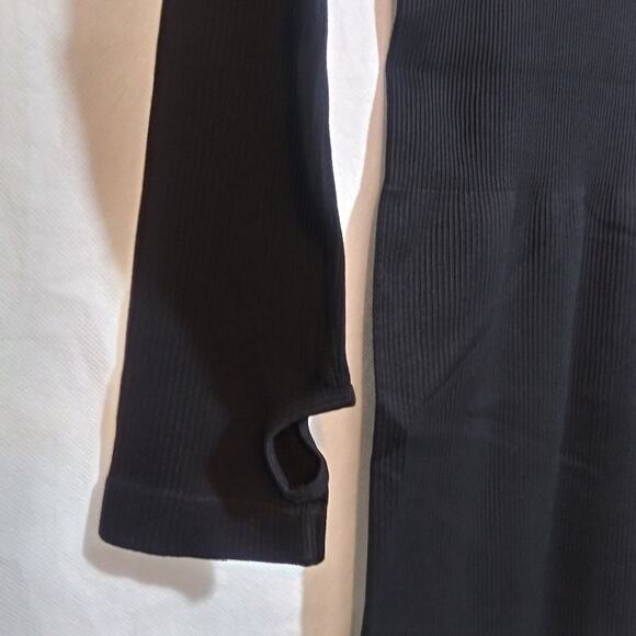 OQQ Black Ribbed Mock Neck Long Sleeve Tummy Control Mini Dress Classic Size L - Picture 4 of 9